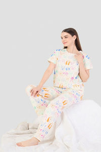 Sweet Dreams Animal Printed Pyjama Set - Swan White — thumbnail 4